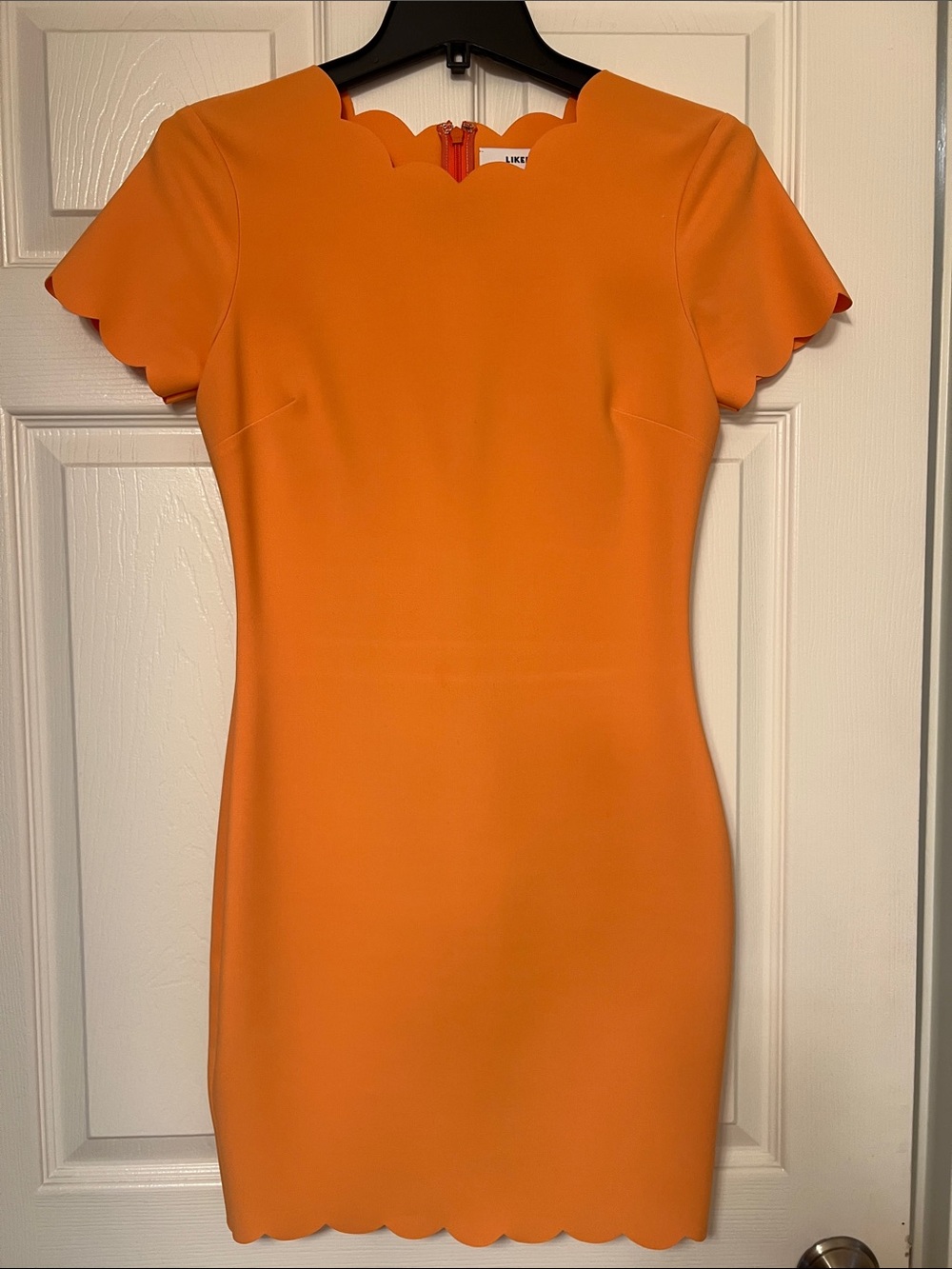 Likely Orange Scallop-Trim Mini Dress